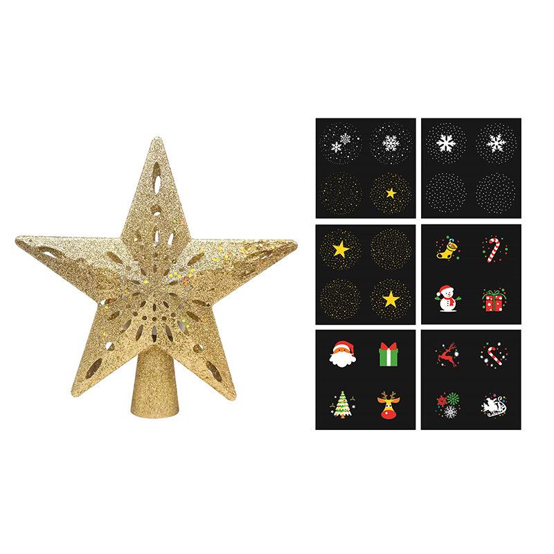 3D Glitter Projection Xmas Tree Lighting Snowflake Stars Party Decor New Christmas Tree Toppers
