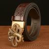 Fashion Male Belt Genuine Leather Belt for Men Carving Flower Pattern Animal Snake Gold Automatic Buckle Belt Strap for Jeans
