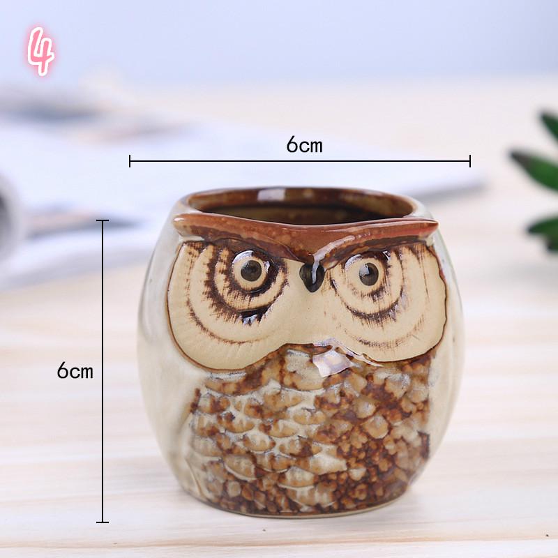 1pcs Personality Succulents Flower Pot Owl Animal Small Flower Pot Creative Cute Thumb Pot Ceramic Hole