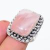 Натуральный камень Розовый Кварц Ювелирное изделие из стерлингового серебра 925 пробы Кольцо Размер 8 V5u62