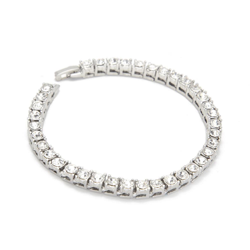 Хип-хоп украшения, полностью усыпанные стразами, теннисная цепочка 5 мм, ряд браслетов, мужские трендовые украшения