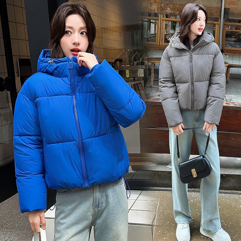Casual short hooded cotton clothes women's fluffy bread cotton clothes bright simple winter women's clothing stall supply