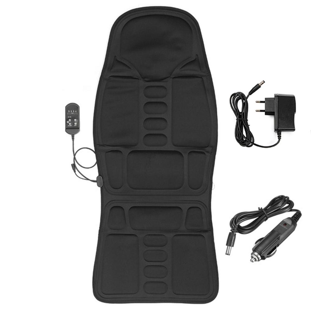 Автомобильное электрическое массажное кресло с подогревом, вибрационный массажер для спины, подушка для стула, домашний офис, облегчение боли в пояснице с пультом дистанционного управления
