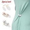 Women Fashion Tightening Waistband Pin 3Pcs/set Double Pearl Brooches Metal Lapel Pin Brooch Pins Sweater Shirt Cardigan Brooch