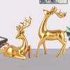 2 Pcs Tabletop Reindeer Ornament Resin Elk Figurines Standing Deer And Lying Deer Sculpture for Home Office Desk Decor