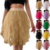 Женская Модная Цветная Сетчатая Юбка с Высокой Талией А-силуэта Пышная Юбка Юбка-торт Милая Балетная Полуюбка