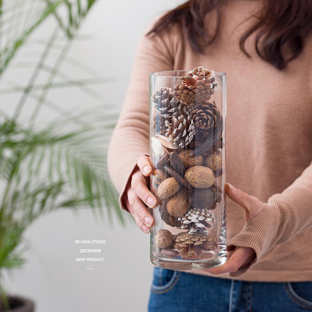 Natural DIY Pine Cone & Dried Flower Glass Bottle Ornament Set