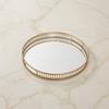 Mirrored Tray Round with Base Low Silhouette for Coffee Table