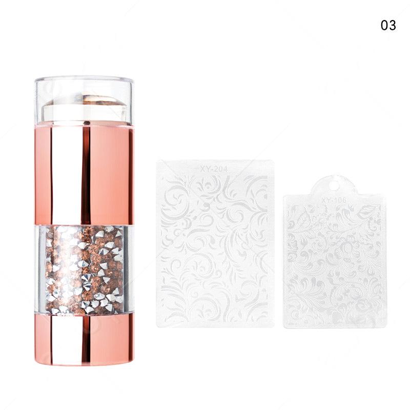 Силиконовые двухсторонние хрустальные ручки для дизайна ногтей и набор пластин для штамповки ногтей