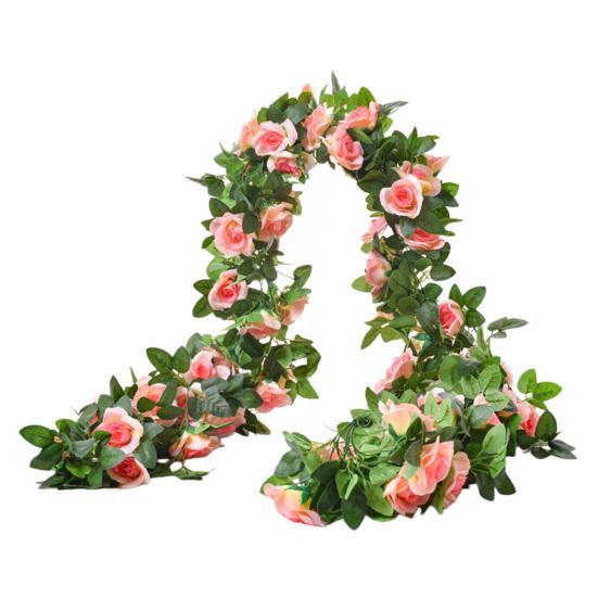 220СМ Искусственная Гирлянда из Роз 16 Головок Устойчивая к УФ-излучению Реалистичная Искусственная Цветочная Ротанговая Лиана Свадебная Вечеринка Подвесное Имитация Цветения Украшение