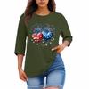 Women's Print Round Neck Top With Three Quarter Sleeves T-Shirt Three Quarter Sleeves T-Shirt