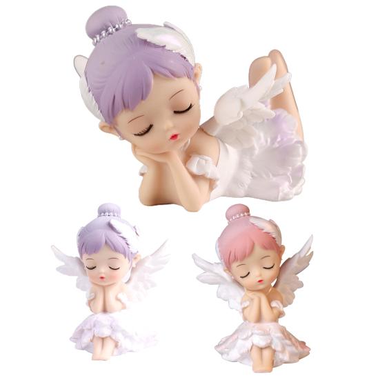 Фигурка девушки, реалистичный мультфильм, мини-автомобиль, украшение, статуя ангела, домашний декор