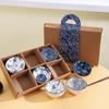 Good Fortune Blue and White Porcelain Rice Bowl Set