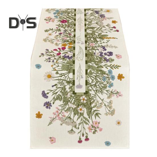 Весенняя дорожка на стол из цветочного льна, сезонные летние полевые цветы, украшение для кухни и столовой, декор для домашней вечеринки