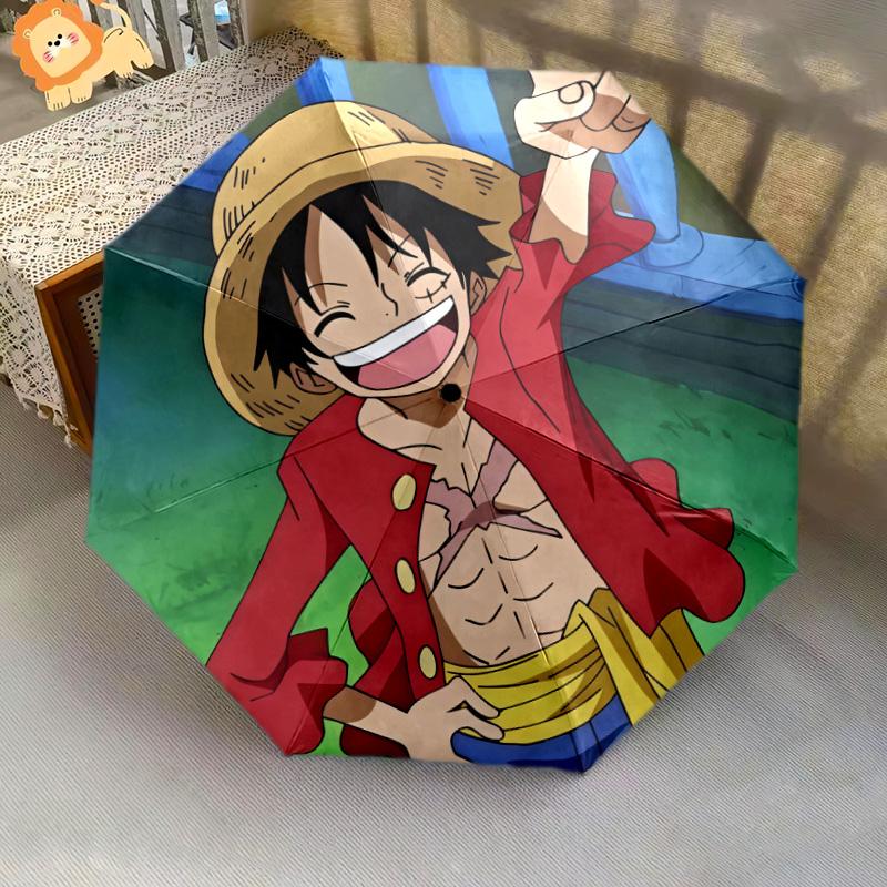 1 шт. Автоматический складной зонт - Узор Luffy D Портативный складной дизайн с 8 спицами Рождественские подарки на день рождения
