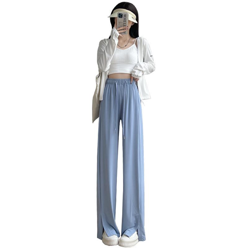 Sweatpants Quick-drying Wide-leg Pants Women's Summer 2025 New Summer Thin High-waisted Drape Small Sunscreen Ice Silk Cool Pants