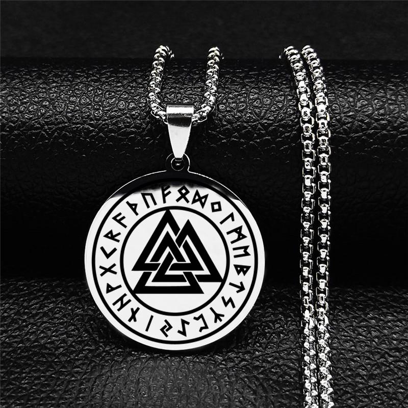 Мужская скандинавская ювелирная цепочка-амулет викингов, серебряная цепочка из нержавеющей стали