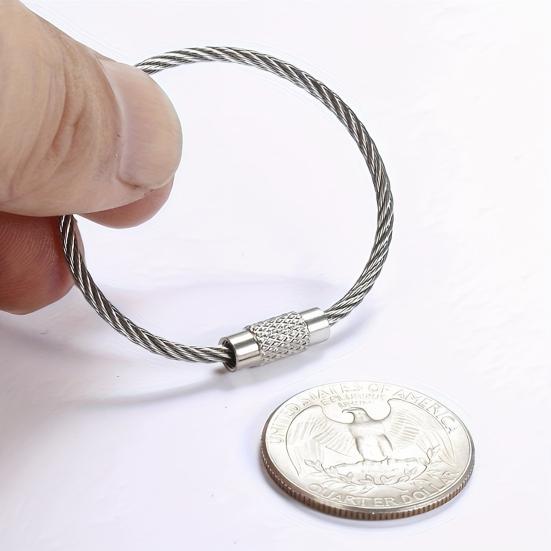 10Pcs Stainless Steel Wire Keychains 1/1.5/2mm Cable Loop Connecter