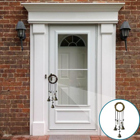 Doorknob Hanging Witch Bell Decoration Vintage Round Rattan Hanging Clear Bottle Moon Star Charm Tassels Good Luck Door Handle Wind Chime Ornament