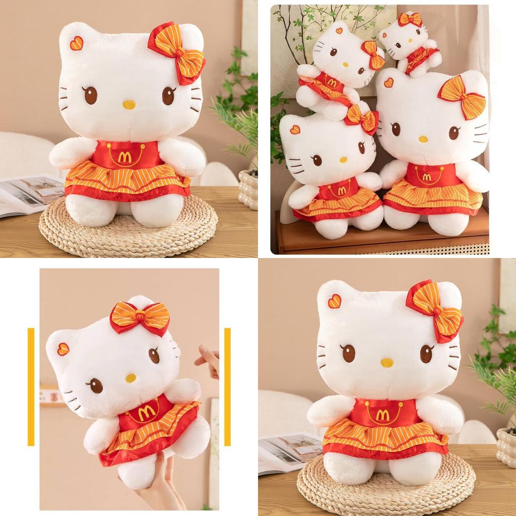 Очаровательная плюшевая кукла Китти в очаровательном красном платье, идеально подходящая для детских коллекций