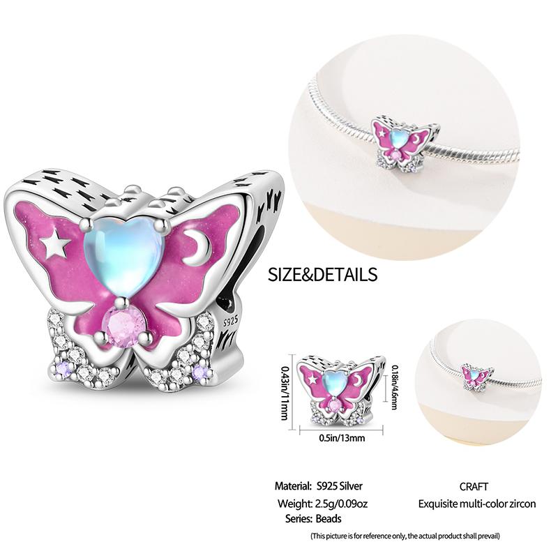 New Copper Bow Star Love Pink Series Charm Beads Suitable For 3Mm Original Bracelet Diy Fashion Jewelry Gift