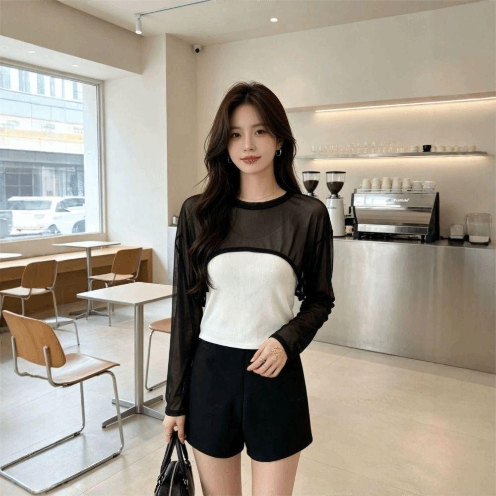 Casual Sun Protection Cover Up Mesh Chiffon Layering Top Stretchy Arm Sleeve Cover Sports