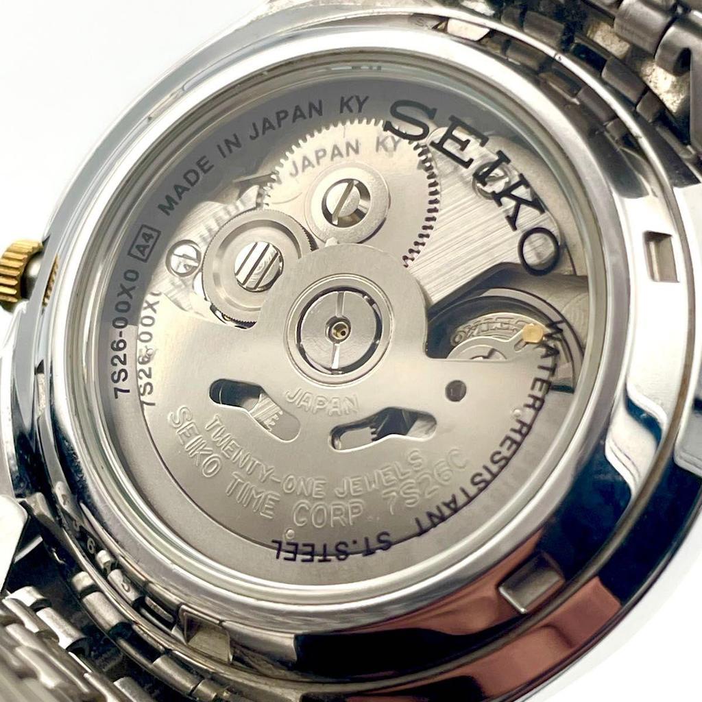 Б/у [Хорошее состояние] SEIKO Seiko 5 часы автоматические аналоговые 3-стрелочные золотой комбинированный SNKC44J1 7S26-00X0 в рабочем состоянии