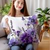 Purple Anemone Lavender Pillow Cover Vintage Botanical Floral Print Boho Wildflower Cushion Case For Sofa Bed Couch Home Decor
