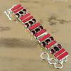 Natural Italian Coral Gemstone Chain Adjustable Bracelet 925 Sterling Silver
