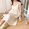 Floral Suspender Nightdress Female Sweet And Cute Summer Thin Girl Bubble Wrinkled Pajamas Princess Loungewear