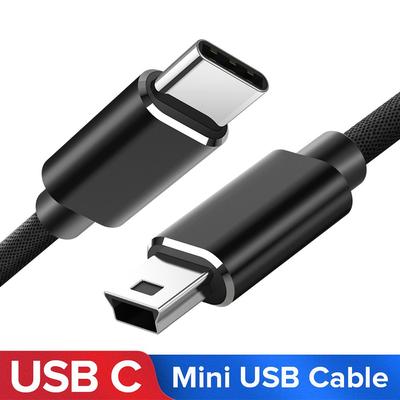 Цифровая камера MP3-плеер Быстрая зарядка USB Type C на Mini USB Кабель синхронизации данных USB-C на Mini 5-контактный