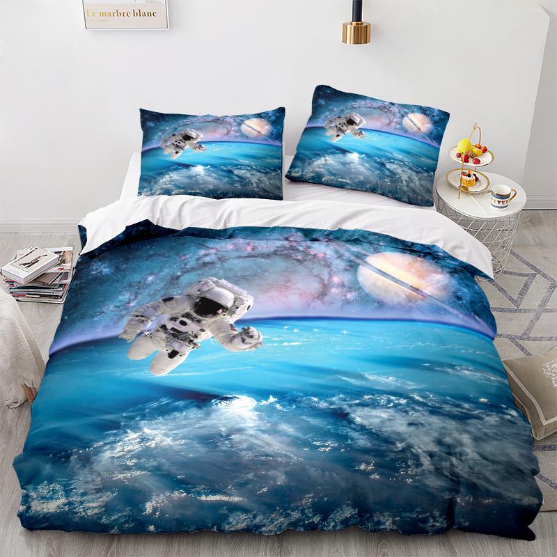 3D Home Bedding Universe Star Sky Quilt Cover Queen King Full Size Twin Planet Print Adult Children's Quilt Cover and Pillowcase Bedding