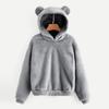 Women's Cute Bear Ears Plush Long Sleeve Hooded Sweatshirt Pullover Hoodies