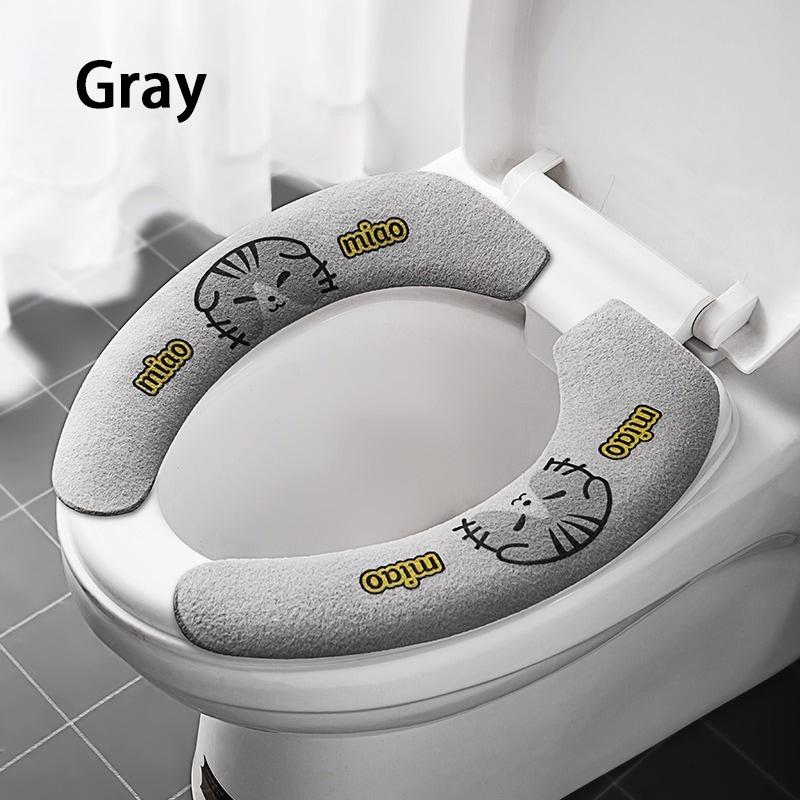 1 Pair Bathroom Warmer Universal Toilet Cover Self-adhesive Toilet Seat Cover Pad