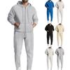 Men Long Sleeve T-shirt Trousers Casual Sports Hooded Zipper Hoodie Warm Two Sets