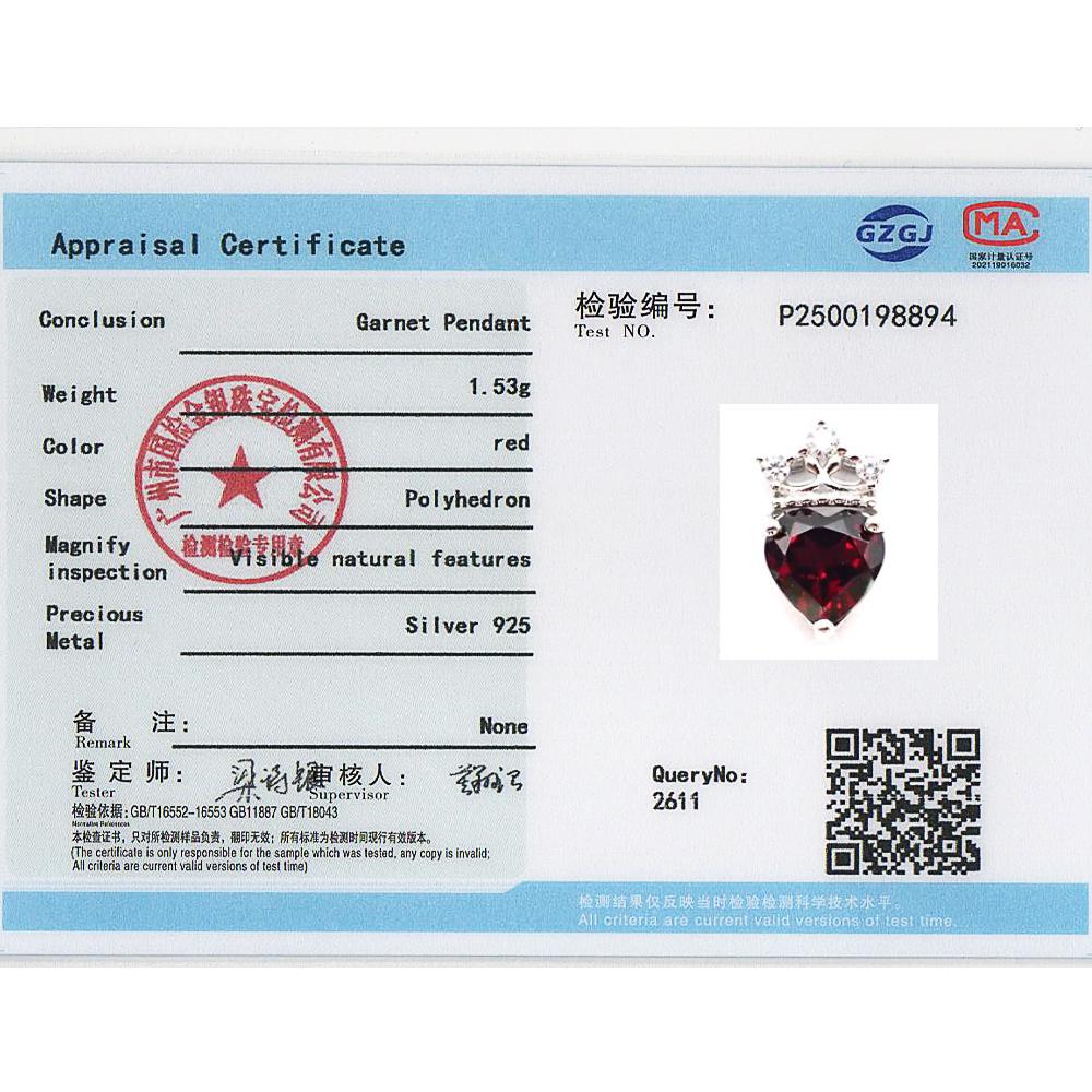 Женское колье из стерлингового серебра 925 пробы с дизайном короны, кулон в виде натурального сердца 8,00 мм с гранатом. Элегантные изысканные украшения для подарков на помолвку