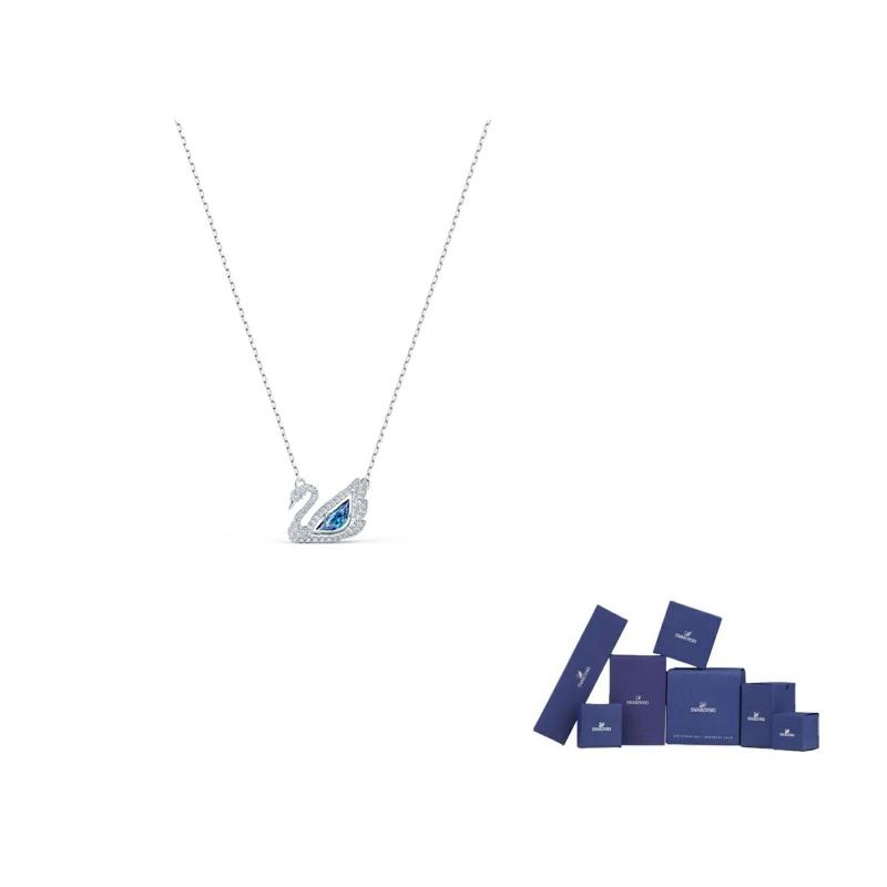 Swarovski Родированное покрытие, Имитация хрусталя, Ожерелья-лебеди, Женские, Синие
