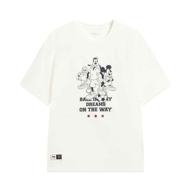 Мужская футболка Li Ning Disney с круглым вырезом, принтом с логотипом и буквами, топ AHSW305-4