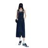 Women's High-Waist Denim Overall Dress - Cute, Retro, Slimming Slit Design for Spring/Summer 2025
