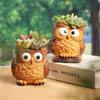 Cartoon Owl Planter Resin Animal Vase Pen Container  Green Plants Potted