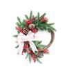 Рождественский венок с красными ягодами, сосновая шишка, для дома, улицы, окна, входной двери, настенная искусственная гирлянда, настольное елочное украшение