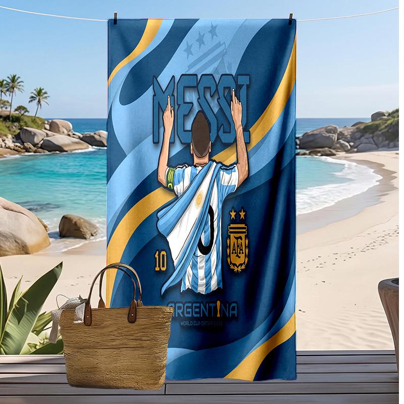 Argentina Football Print Beach Towel Quick Dry Super Absorbent Soft Bath Towel for Swimming Beach Travel Fan Souvenir Gift