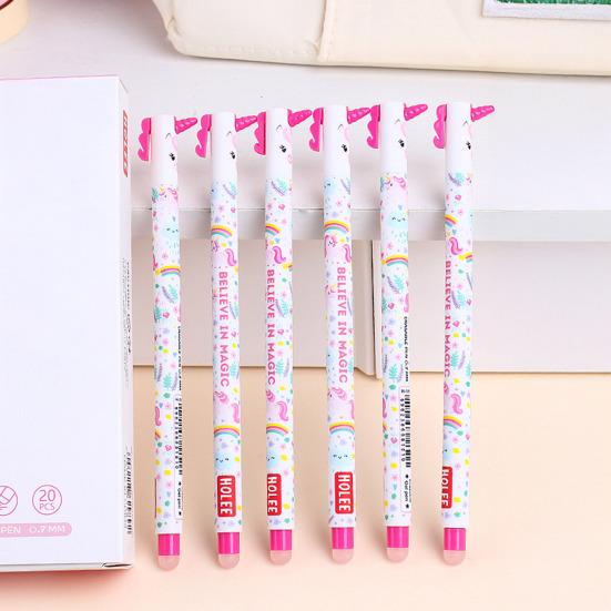 Стирающаяся ручка 0,7 мм с черными чернилами, с мягкой рукояткой, приятной для кожи, с милыми колпачками в виде животных, кнопочный механизм, перезаправляемые ручки, школьные принадлежности