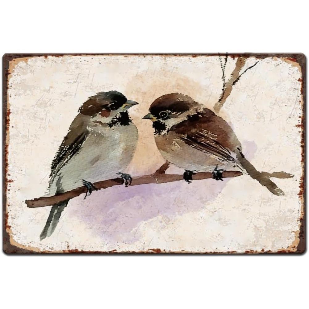 Жестяная табличка Ink Bird Птицы на ветке Металлические таблички Милые птицы Металлическая жестяная табличка Смешные знаки и таблички Птичьи знаки Птенцы Металлическая стена A