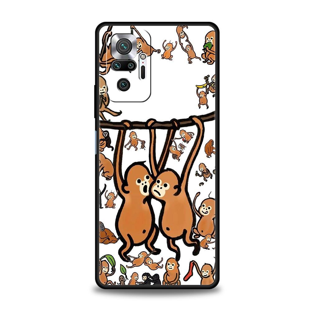 Monkey And Banana Phone Case Cover for Redmi 14C 10C Note 15 14 13 12 10 11 K40 Pro Plus 5G Soft TPU Shockproof Shell Capas Bags