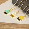 Nidin New Trendy Succulent Plant Potted Pendant Necklace For Women Female 3 Colors Choice Enamel Drip Oil Daily Party Jewelry