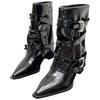 Fashion 2025 Autumn New Rivet Belt Buckle Pointed Toe Block Heel Kitten Heel Booties Single Boots Versatile