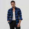 Men Casual Shirt Lapel Long Sleeve Plaid Print Shirt Tops Single Breasted Loose Fit Flap Pockets Shirt Tops