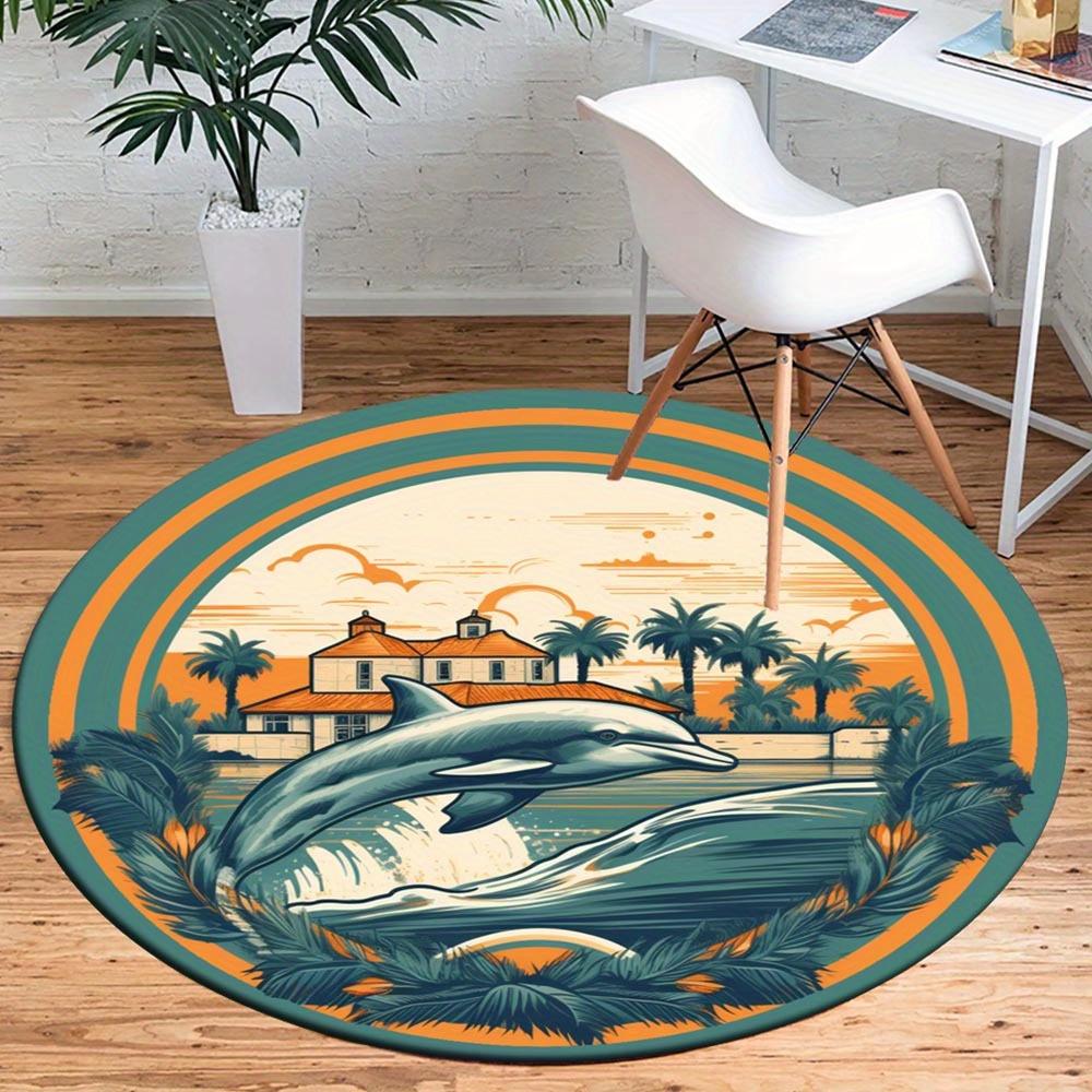 1pc Retro 2948795247 Pattern Round Floor Mat, Non-slip for Living Room Bedroom Chair Carpets Home Decor Gifts, Home Decor Room Decor Outdoor