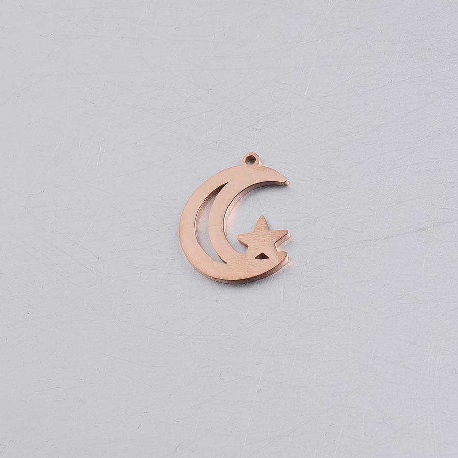 Подвески из нержавеющей стали в виде пятиконечной звезды и луны 18x22.4мм